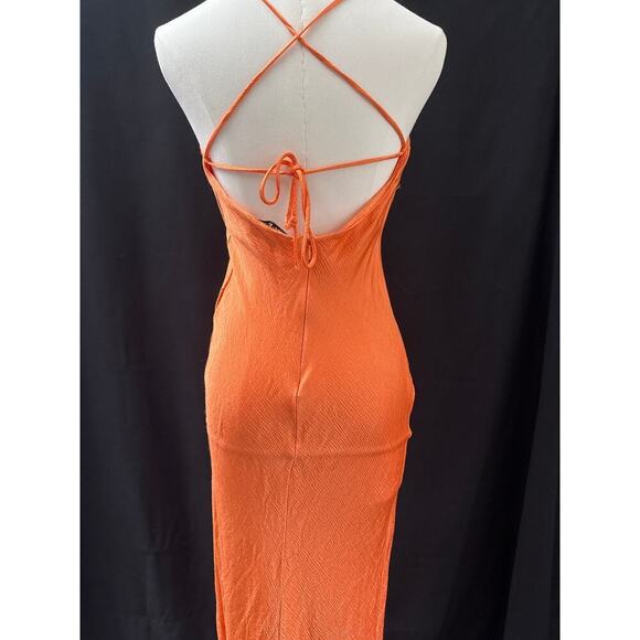 Women’s Bec + Bridge Orange Cote Maxi Dress w/Side Slit Sz 6 - Picture 3 of 4